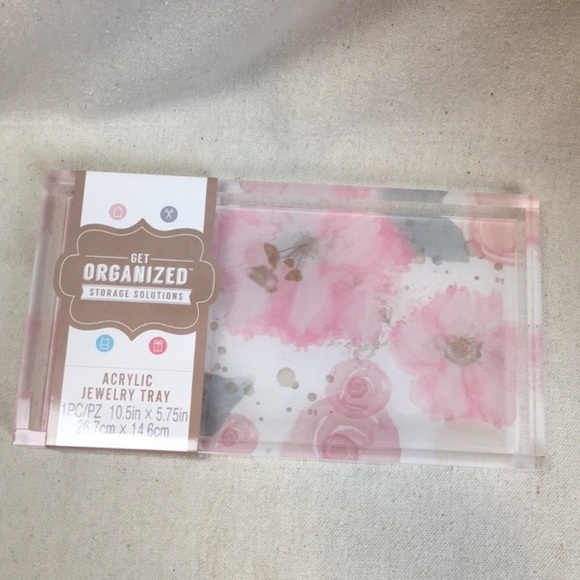 Acrylic Catch all Jewelry Tray Floral Design NEW - Picture 3 of 6